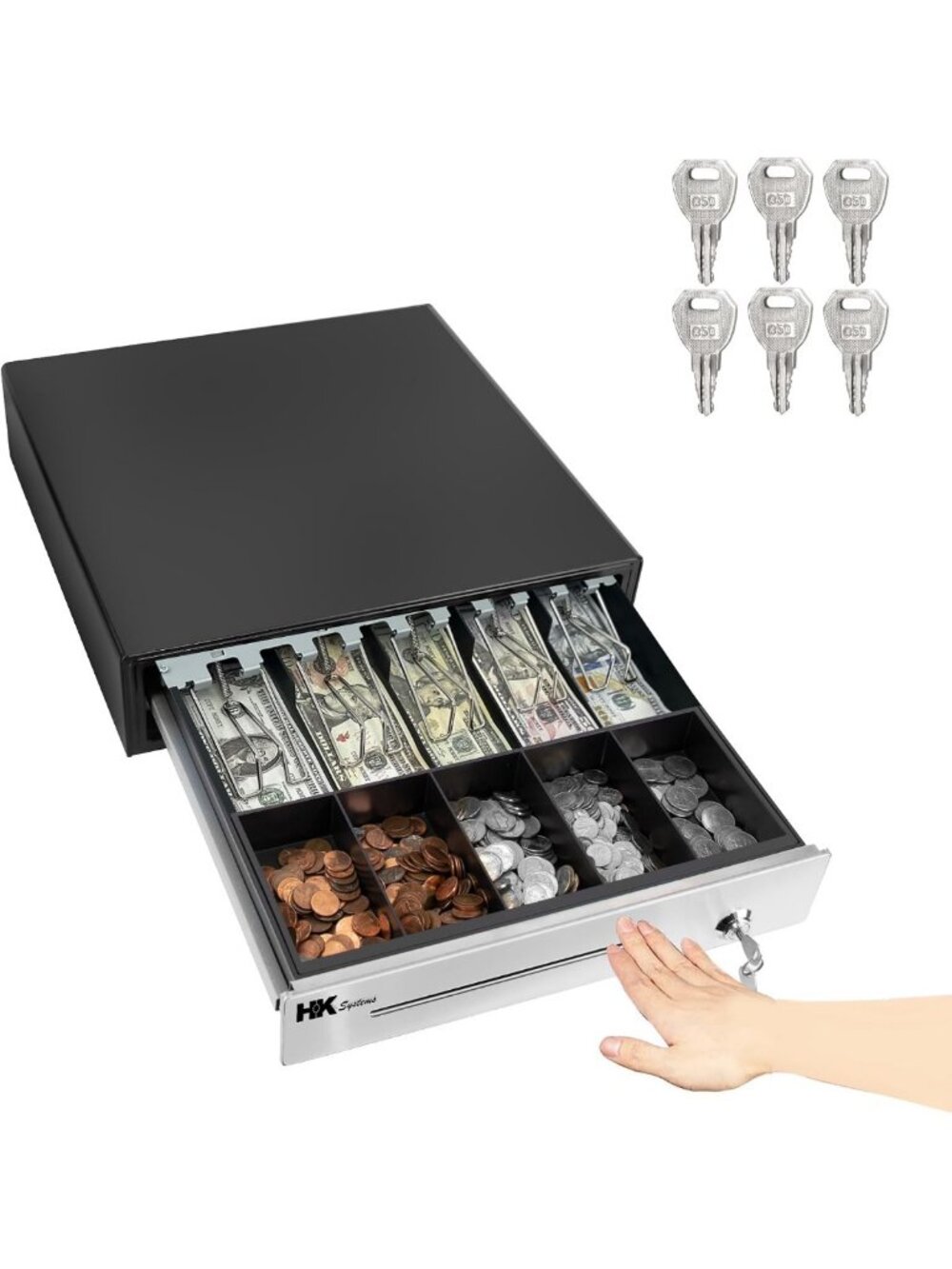 Heavy Duty 16" Manual Cash Drawer with Removable Till, Stainless Steel Front